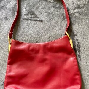 Elegant Giani Bernini Red Leather Shoulder Bag
